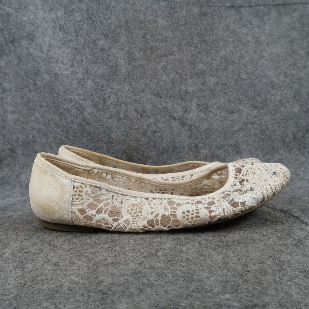 Zigi Soho Shoes Womens 10 Ballet Flats Slip On Round Toe Lace Rhinestone Casual